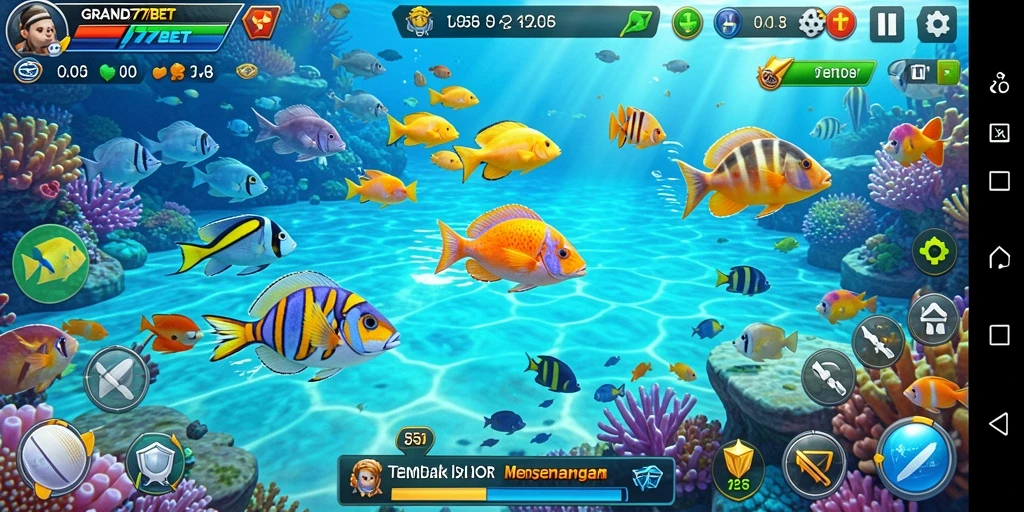 Tampilan gameplay GRAND77BET menampilkan serunya berburu ikan dengan grafis menarik.