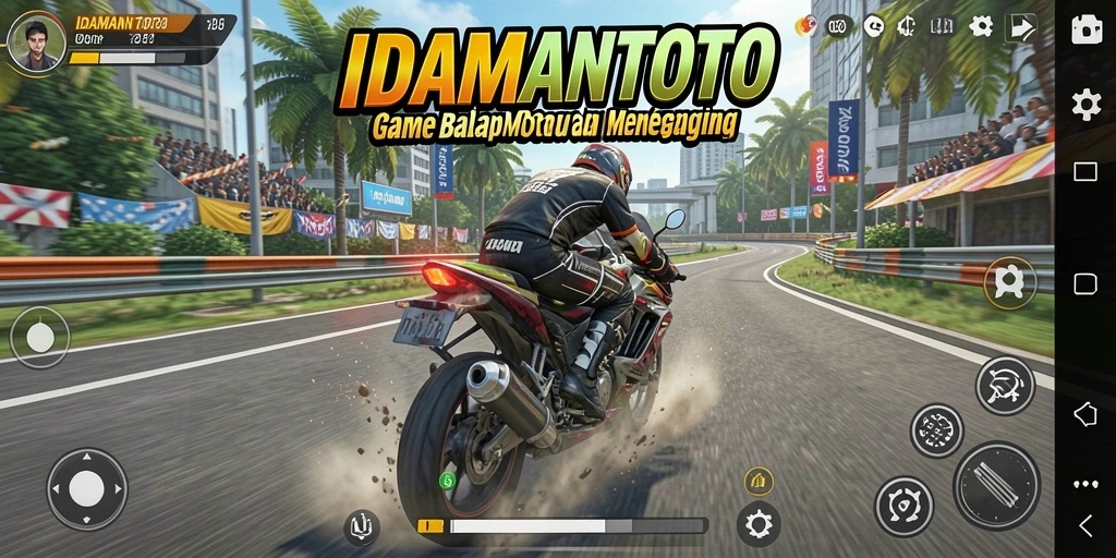 Tampilan gameplay IDAMANTOTO yang mendebarkan dalam balapan motor.
