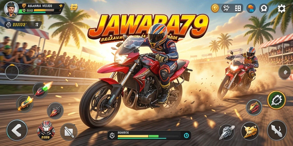 Tampilan menegangkan saat balapan motor di JAWARA79.