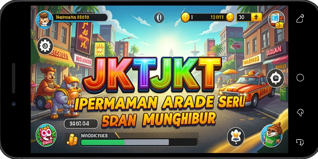 Screenshot gameplay JKTJKT dengan aksi melompat yang seru.