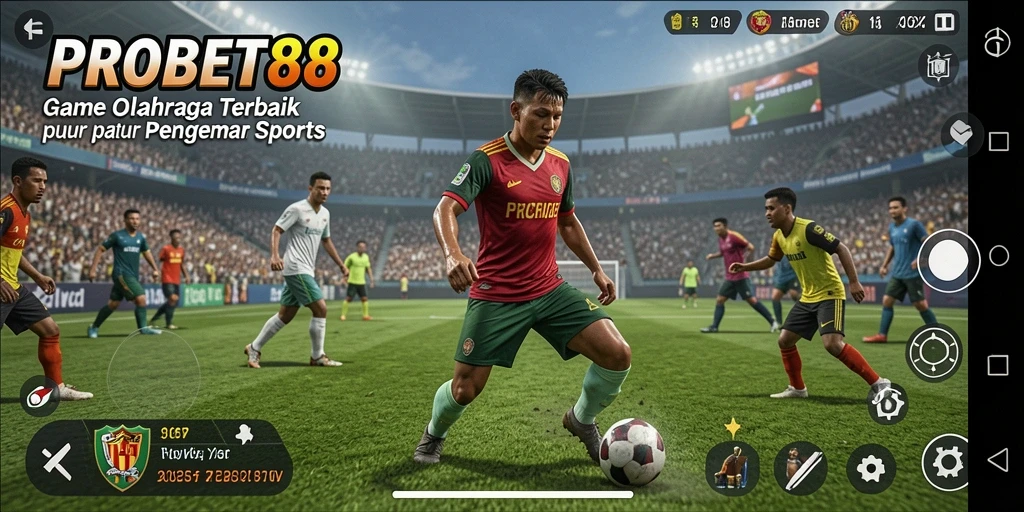 Tampilan permainan PROBET88 yang penuh aksi dan antusiasme olahraga.