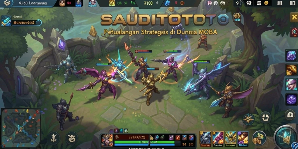 Tampilan gameplay seru dalam SAUDITOTO dengan pertarungan tim yang intens.