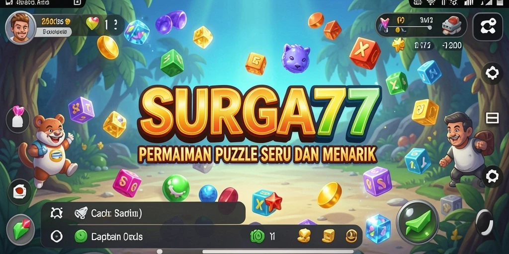 Tangkapan layar gameplay SURGA77 yang menunjukkan berbagai tantangan puzzle.