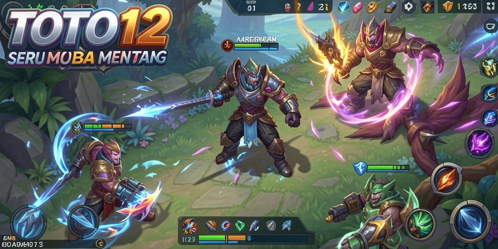 Tampilan screenshot TOTO12 menunjukkan pertarungan seru dalam arena MOBA.