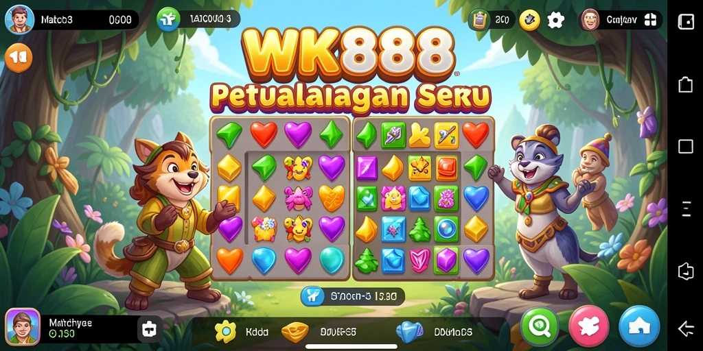 Tangkapan layar gameplay WK888 menampilkan serunya permainan Match-3.